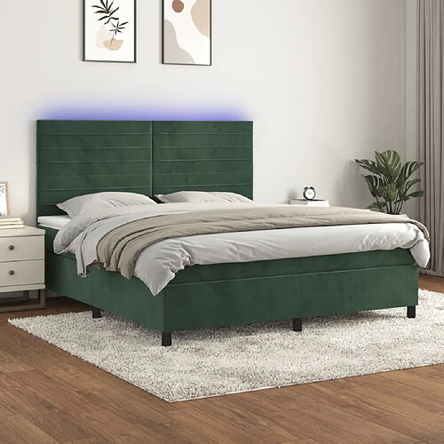 vidaXL Sommier à lattes de lit avec matelas LED Vert foncé 180x200 cm