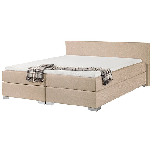 Beliani Lit boxspring en tissu beige 180x200 cm PRESIDENT