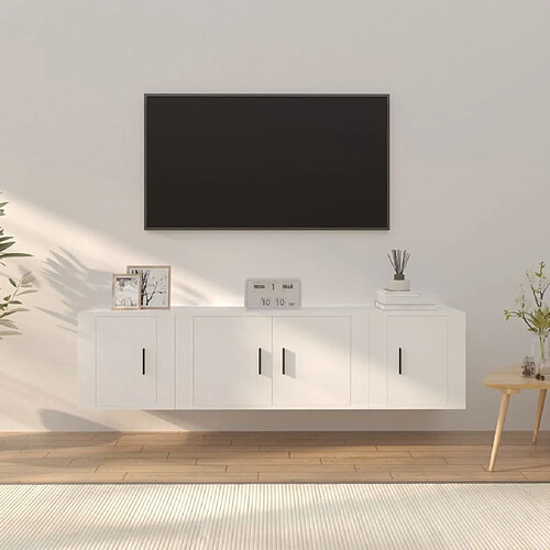 Maison Chic Ensemble de meubles TV 3 pcs pour salon - Blanc Bois d'ingénierie -MN78963