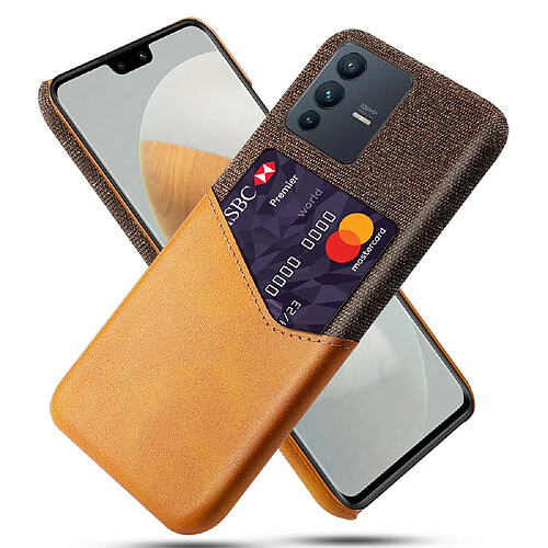 Coque en TPU + PU anti-griffes avec porte-carte, orange pour votre Vivo S12/V23 5G