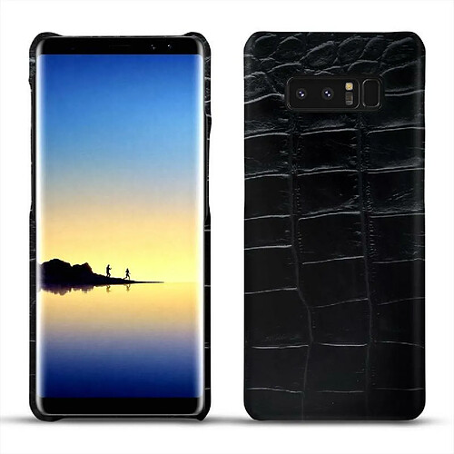 Coque cuir Samsung Galaxy Note8 - Coque arrière - Crocodile nero ( Noir / Black) - NOREVE