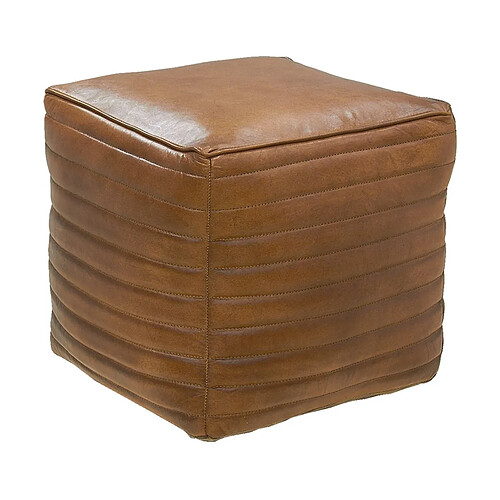 Aubry Gaspard Pouf cube en cuir.