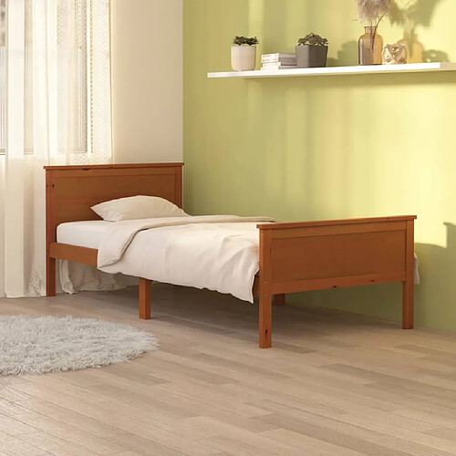 vidaXL Cadre de lit sans matelas Marron miel Bois pin massif 90x200 cm