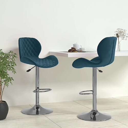 vidaXL Tabourets de bar lot de 2 bleu velours