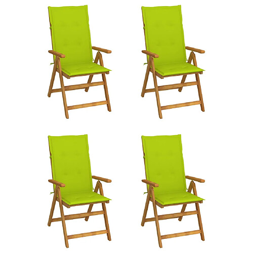 vidaXL Chaises inclinables de jardin lot de 4 et coussins Bois acacia