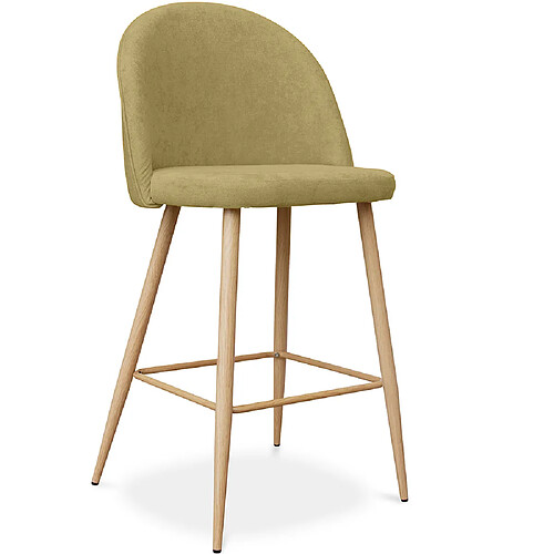 ICONIK INTERIOR Tabouret tapissé en tissu - design scandinave - 66cm - Evelyne Jaune Clair