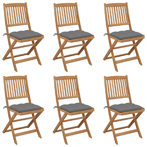 vidaXL Chaises pliables de jardin lot de 6 avec coussins Bois d'acacia