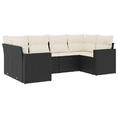 Maison Chic Salon de jardin 6 pcs avec coussins | Ensemble de Table et chaises | Mobilier d'Extérieur noir résine tressée -GKD61486