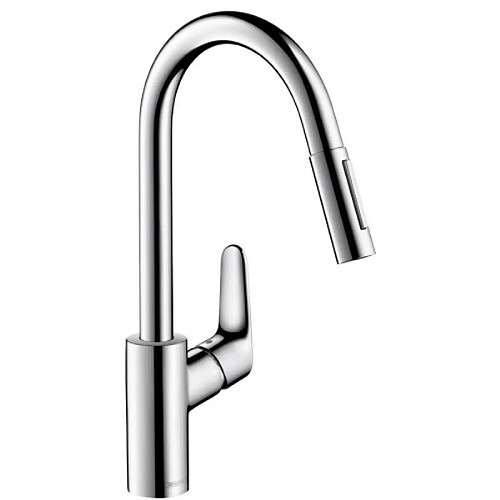 Hansgrohe Mitigeur dévier/cuisine à douchette extractible Focus - finition noir mat