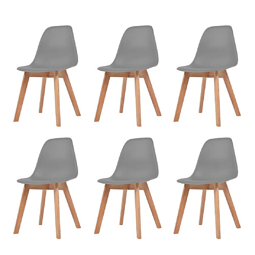 Maison Chic Lot de 6 Chaises à manger,Chaise pour cuisine Gris Plastique -MN93140