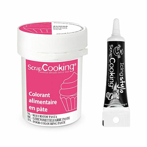 Scrapcooking Colorant alimentaire en pâte 20 g Fuchsia + Stylo de glaçage noir