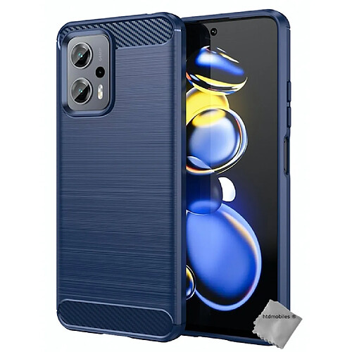 Htdmobiles Coque pour Xiaomi Poco X4 GT 5G - housse etui silicone gel carbone + film ecran - BLEU FONCE