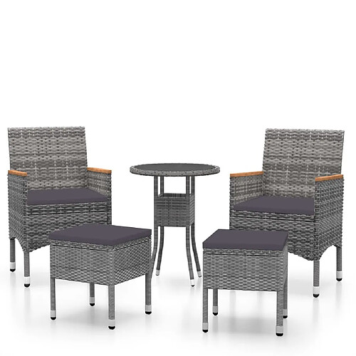 Maison Chic Salon de jardin 5 pcs | Ensemble de Table et chaises | Mobilier d'Extérieur Résine tressée Gris -GKD87663