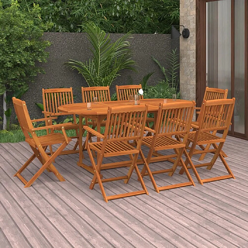 Ensemble à manger de jardin 9 pcs,Table et chaise à dîner bois d'acacia massif -MN39835