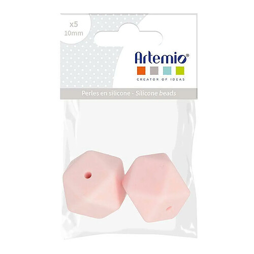 Artemio 2 perles silicone hexagonales - 17 mm - rose poudré