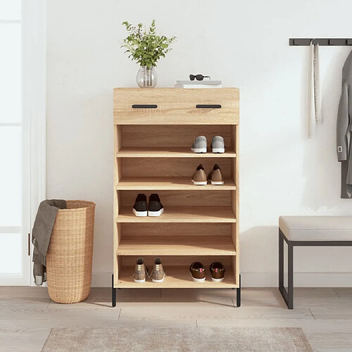 Maison Chic Armoire à Chaussures,Meuble de Rangement à Chaussures chêne sonoma 60x35x105cm bois d'ingénierie -MN48113