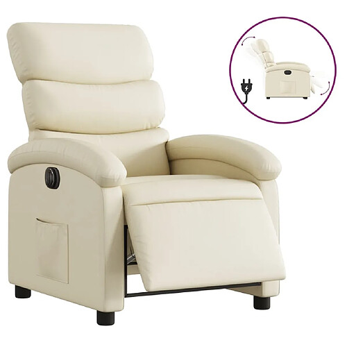 Maison Chic Fauteuil Relax pour salon, Fauteuil inclinable électrique Crème Similicuir -GKD83229