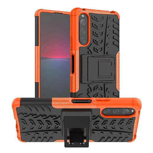 Htdmobiles Coque pour Sony Xperia 10 IV - housse etui rigide anti choc + verre trempe - ORANGE