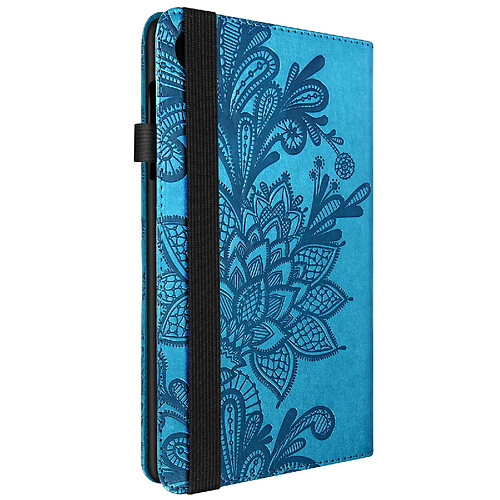 Avizar Étui Portefeuille pour Lenovo Tab M8 Gen 4 avec Motif Floral Bleu