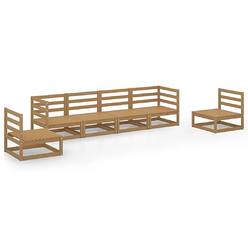 Maison Chic Salon de jardin 6 pcs - Table et chaises d'extérieur - Mobilier/Meubles de jardin Moderne marron miel bois de pin massif -MN20757