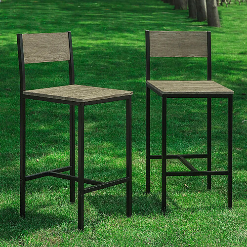 SoBuy FST53x2 Lot de 2 Chaises Tabourets de Bar Cuisine Chaises de Bar, avec Repose-Pieds