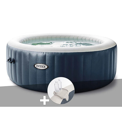 Kit spa gonflable Intex PureSpa Blue Navy rond Bulles 6 places + Porte/verre