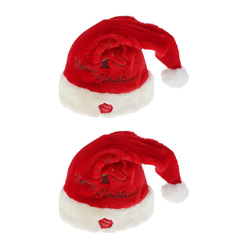 2x Chapeaux de Noël Musique, Bonnets de Noël pour Enfants , Chapeau de Père Mère Santa avec Serre-têtes Taille ajustable