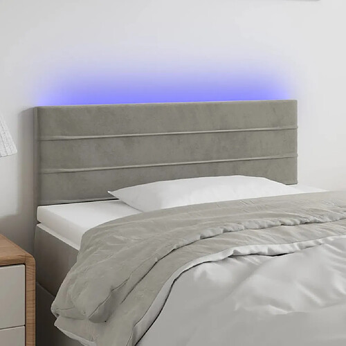 vidaXL Tête de lit à LED Gris clair 100x5x78/88 cm Velours