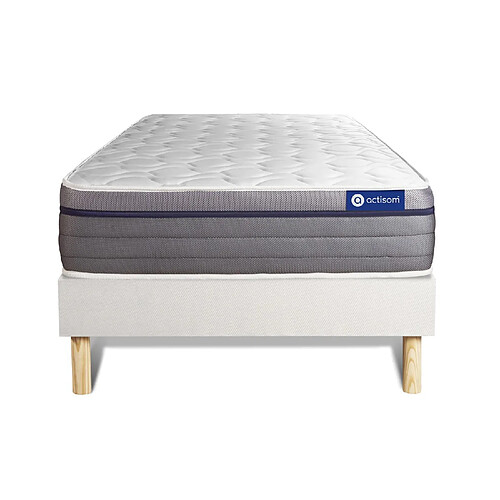 ACTISOM Ensemble matelas Mémoire de forme ACTIMEMO ZEN 80x190 Maxi épaisseur 7zones de confort + sommier KIT blanc