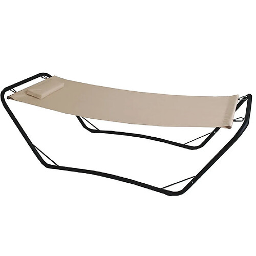 Hamac avec support en acier lit de jardin avec coussin Java Beige