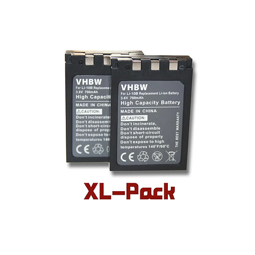 vhbw 2x Li-Ion batterie 700mAh (3.6V) pour appareil photo DSLR Sanyo Xacti VPC-J1 EX, VPC-J2 EX, VPC-AZ3 EX, VPC-MZ3 EX, DSC-AZ3 remplace DB-L10