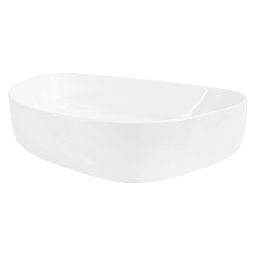 ML-Design Lavabo en Céramique Blanc Brillant 55 x 42 x 14 cm, Ovale, Vasque à Poser sur Table de Toilette, Lave-Mains pour la Salle de Bains / WC Invités, Design Minimaliste Moderne