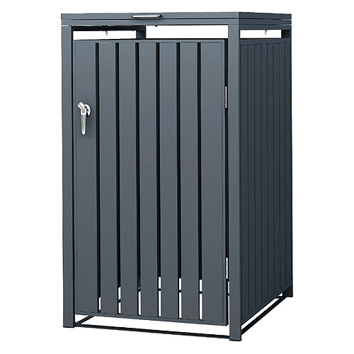 ML-Design Box pour 1 Poubelle, 240L, 68x80x116,3 cm, en Acier, Anthracite, Résistant aux Intempéries, Habillage de Poubelle avec Couvercle Rabattable et 1 Porte, Conteneur Abri Hangar Cache-Poubelle