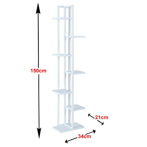 Helloshop26 Support de plantes à 6 niveaux 150 x 34 x 21 cm blanc 03_0007693