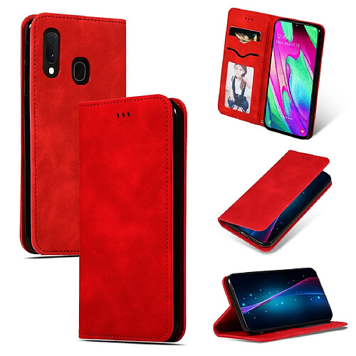 Wewoo Housse Coque Etui en cuir avec rabat horizontal magnétique Business Skin Feel pour Galaxy A20E & A10E & A202F Rouge