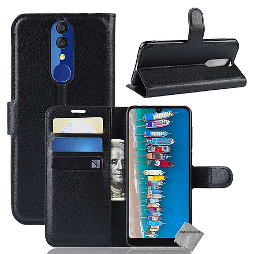 Htdmobiles Housse etui portefeuille pour Alcatel 3L (2019) + verre trempe - NOIR