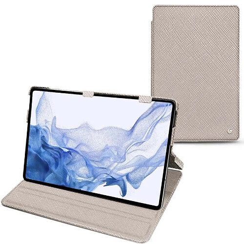 Housse cuir Samsung Galaxy Tab S8 Ultra - Rabat horizontal - Taupe innocent ( Pantone #d6d2c4 ) - NOREVE