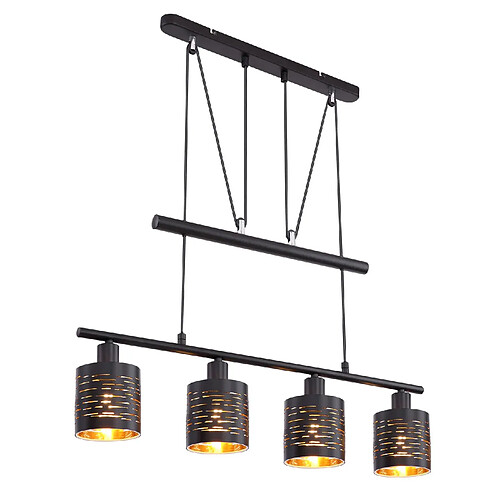 Globo Lighting Plafonnier design Tunno - H. 180 cm - Noir et doré