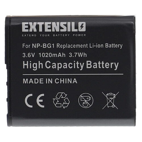 Vhbw EXTENSILO 1x Batterie remplacement pour Sony NP-BG1, NP-FG1 pour appareil photo, reflex numérique (1020mAh, 3,6V, Li-ion)