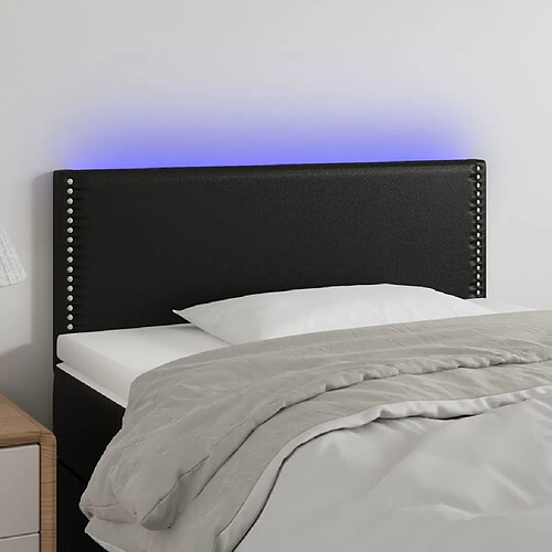 Maison Chic Tête de lit scandinave à LED,meuble de chambre Noir 80x5x78/88 cm Similicuir -MN82892