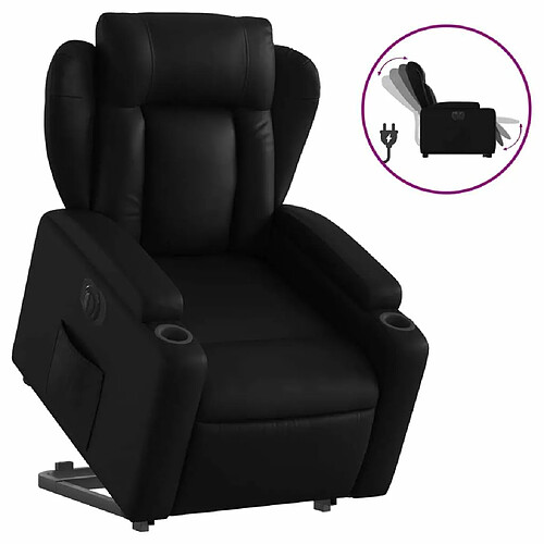 Maison Chic Fauteuil Relax pour salon, Fauteuil inclinable électrique noir similicuir -GKD39315