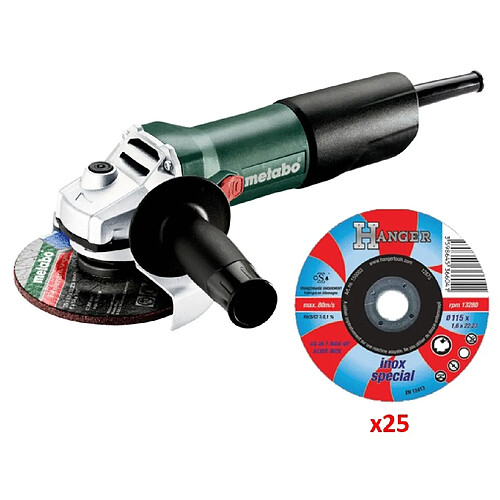 Meuleuse d'angle 850W W 850-125 en boite carton + 25 disques - METABO - SHRP6