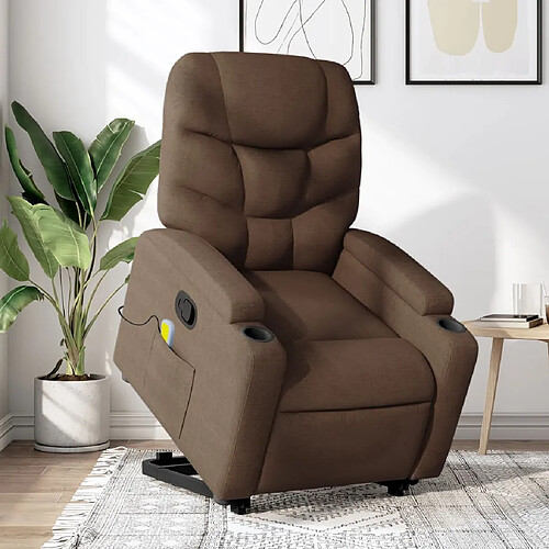 vidaXL Fauteuil de massage inclinable Marron Tissu