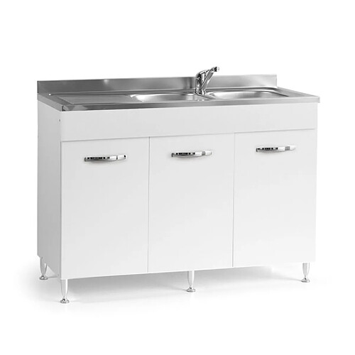 Webmarketpoint Évier de cuisine 3 portes réversible blanc Cm 120x50xH 85