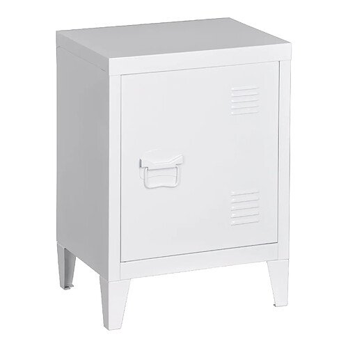 Helloshop26 Table de chevet en acier laminé 57 x 40 x 30 cm blanc mat 03_0008679