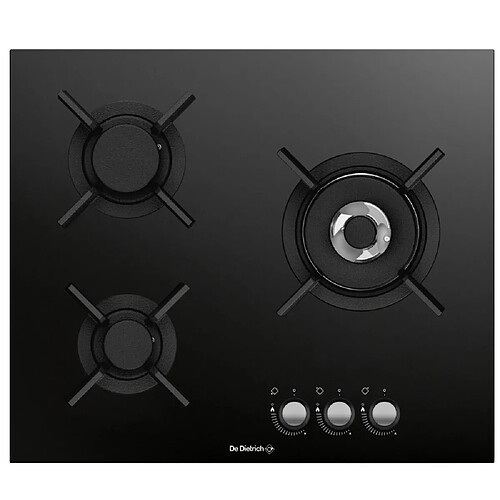 Table de cuisson gaz 65cm 3 feux 7400w noir - DPG3501B - DE DIETRICH