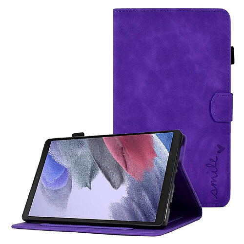 Etui en PU motif, anti-chute avec support et porte-cartes pour votre Samsung Galaxy Tab A7 Lite 8.7-pouces - violet