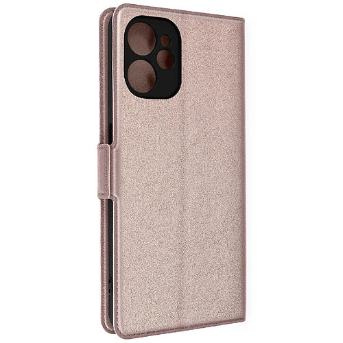 Avizar Étui pour Realme 9i 5G porte-carte support vidéo double languette Rose Gold