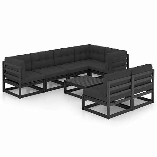 Maison Chic Salon de jardin 8 pcs + coussins - Mobilier/Meubles de jardin - Table et chaises d'extérieur Bois de pin massif -MN54899