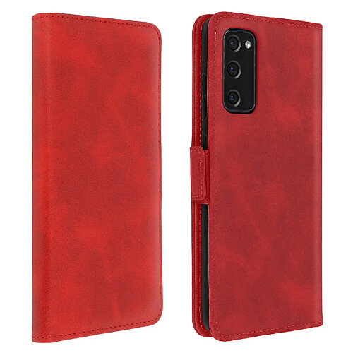 Avizar Étui Galaxy S20 FE Style Vintage avec Porte-cartes et Support Vidéo rouge